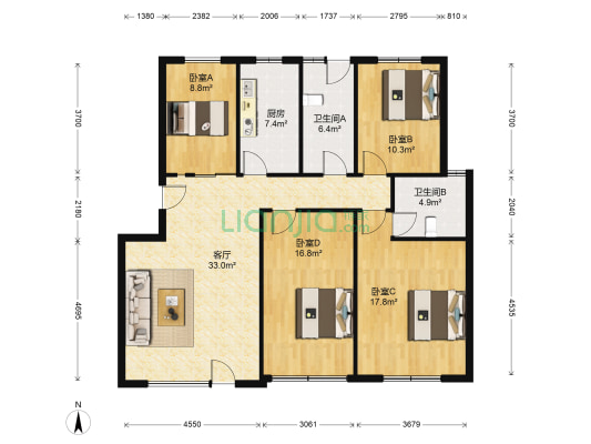 复地哥德堡森林二期 4室1厅2卫 123平方