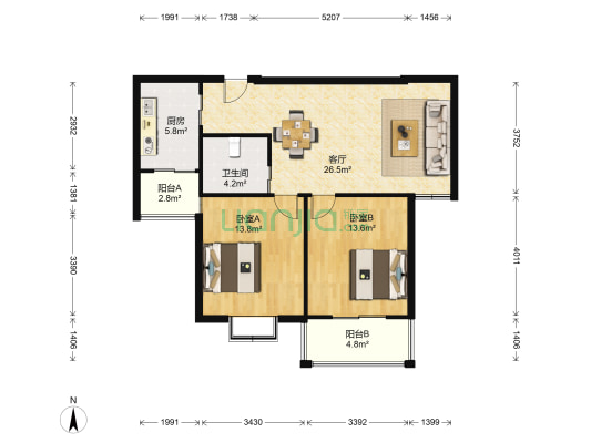 福基旭东新城 2室1厅1卫 99平方