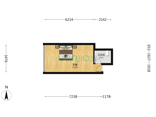 名景轩大厦 1室0厅1卫 43平方