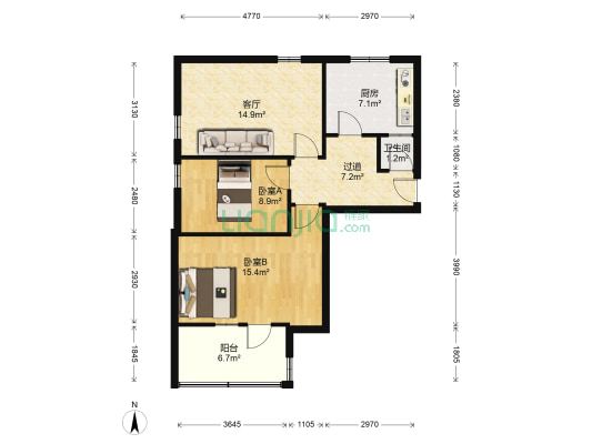 坊山府 2室1厅1卫 78平方