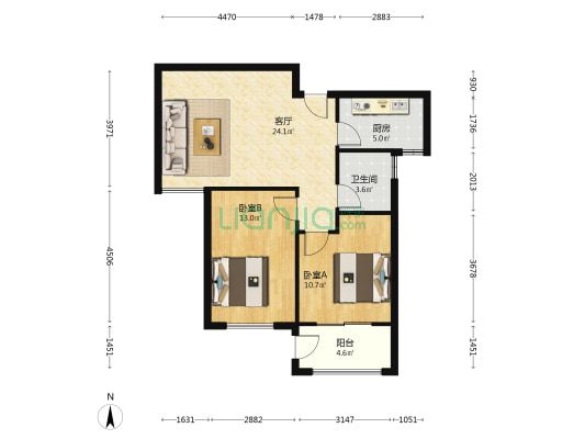 双水家园润园 2室1厅1卫 88平方