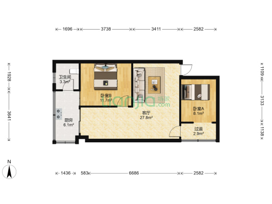 香狮路216号 2室1厅1卫 70平方