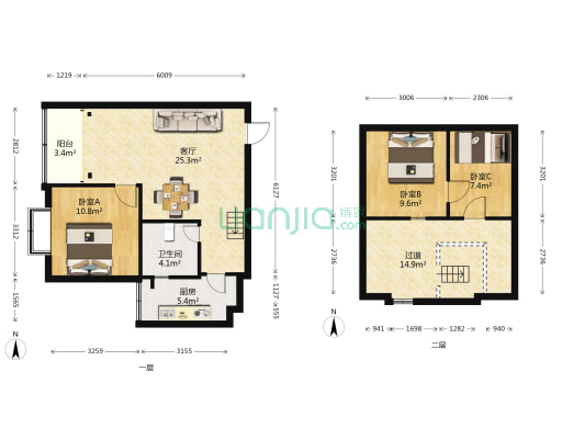 汇丰佳苑 3室1厅1卫 61平方