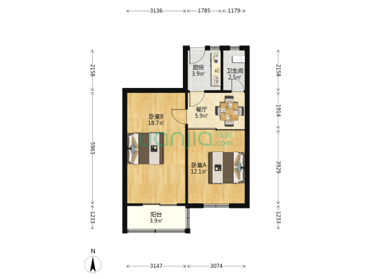 法华镇路500弄 2室1厅1卫 58平方