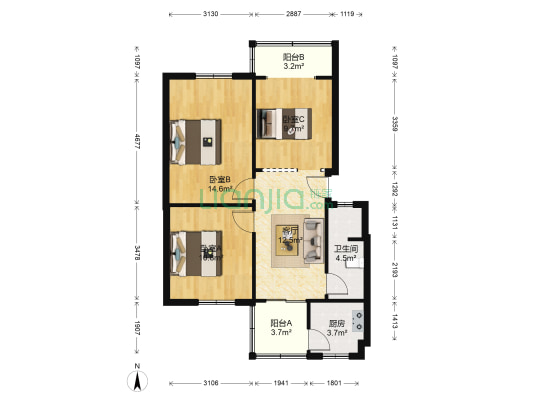 林巷子12号 3室1厅1卫 73平方