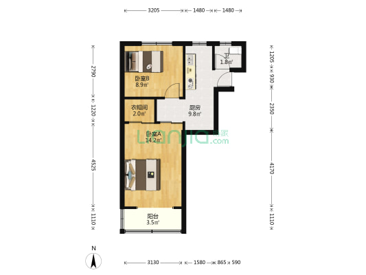 徽宁路144-164号 2室0厅1卫 50平方