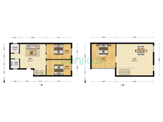 聚贤阁 3室2厅1卫 73平方