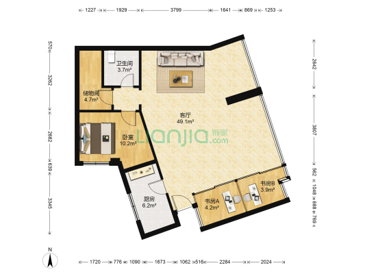 远洋风景 3室1厅1卫 120平方