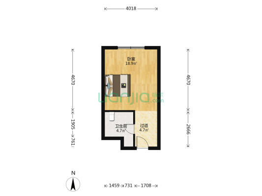 潍坊万达广场SOHO公寓 1室0厅1卫 44平方
