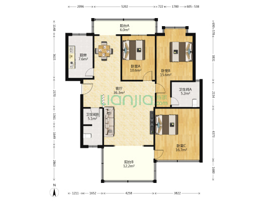 风雅轩 3室1厅2卫 99平方