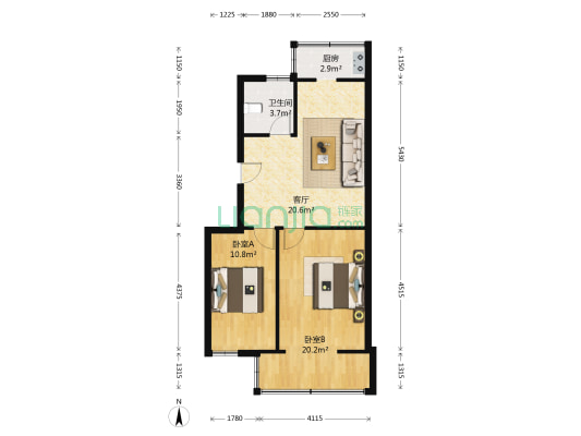 学院路59号 2室1厅1卫 67平方