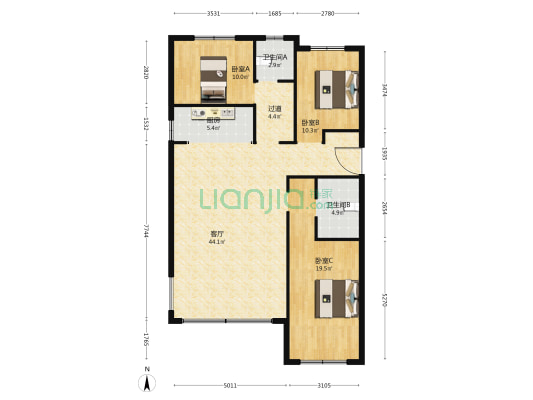 尚玉园玺苑 3室1厅2卫 133平方