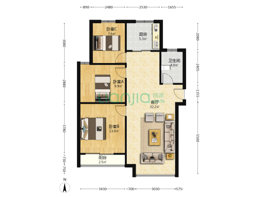 小区位于话洋路北侧交通便利配套齐全双塔区教育方-户型图