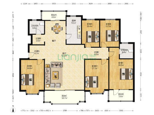 菁翠园 5室1厅2卫 199平方