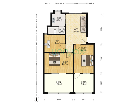 邮政局桂花村宿舍 3室1厅1卫 94平方