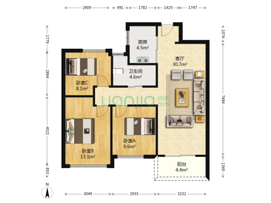 华夏四季 3室1厅1卫 0平方