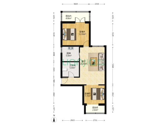 南纬路37号院 2室1厅1卫 79平方