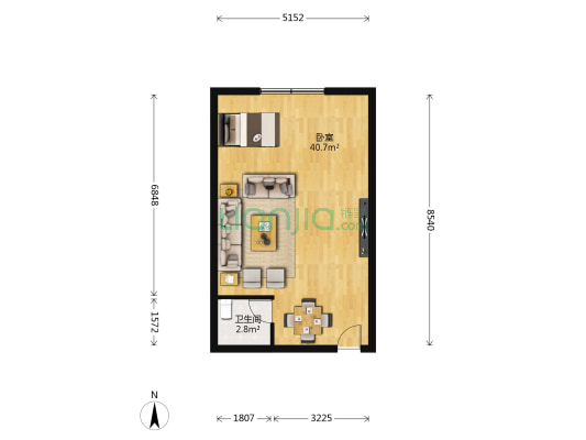 青年之家 1室0厅1卫 65平方