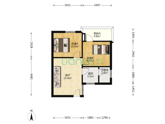 荷塘路8号附4号 2室1厅1卫 63平方