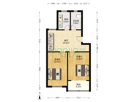 海湾新苑 2室1厅1卫 70平方