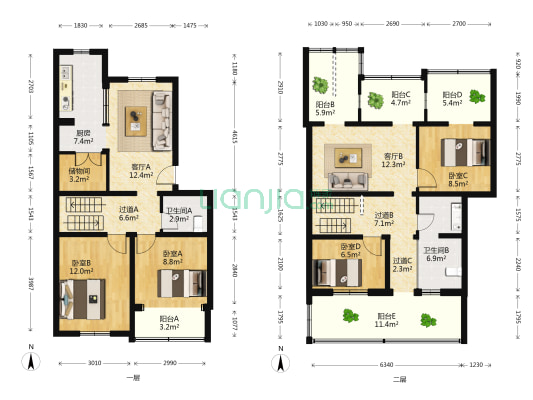 精图小区56号院 4室2厅2卫 127平方