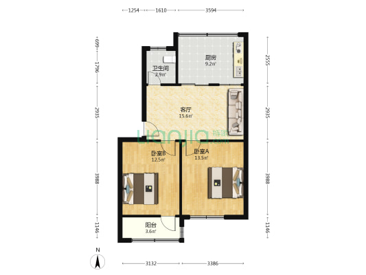 金海大道7号院 2室1厅1卫 60平方