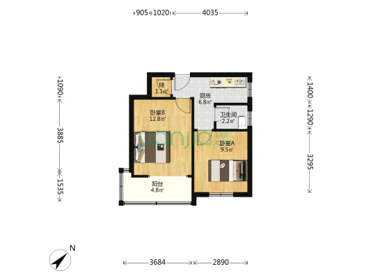 延吉东路149弄 2室0厅1卫 46平方