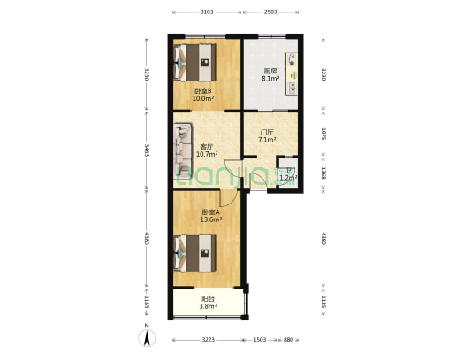三洞桥路16号 2室1厅1卫 46平方