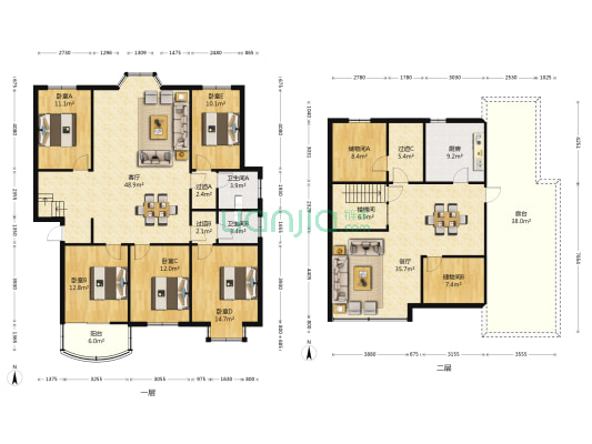 新世纪花园 5室2厅2卫 220平方