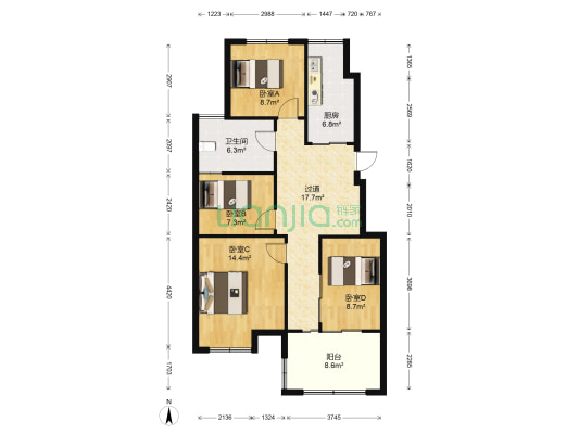 君悦雅苑 4室0厅1卫 86平方