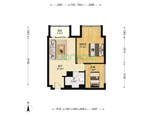 喜盈门范城 1室1厅1卫 76平方