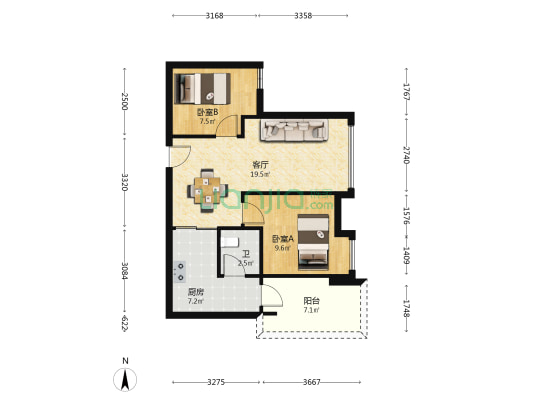 绿岛丽景二期 2室1厅1卫 60平方
