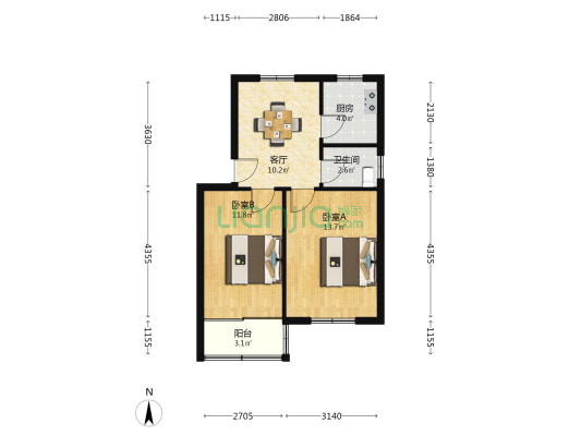 城西新村 2室1厅1卫 55平方