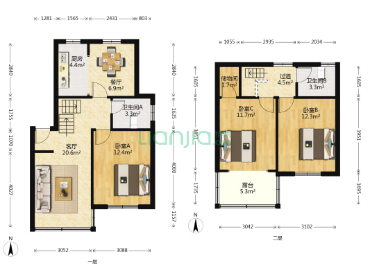 和乐家园 3室2厅2卫 103平方