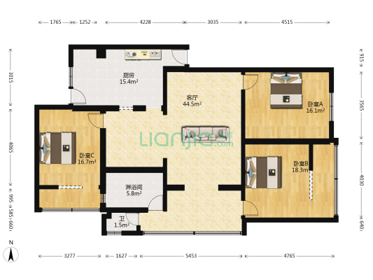 都江堰市水务局外北街家属区56号 3室1厅2卫 139平方
