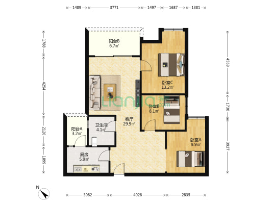 海成南滨上院F2区 3室1厅1卫 96平方