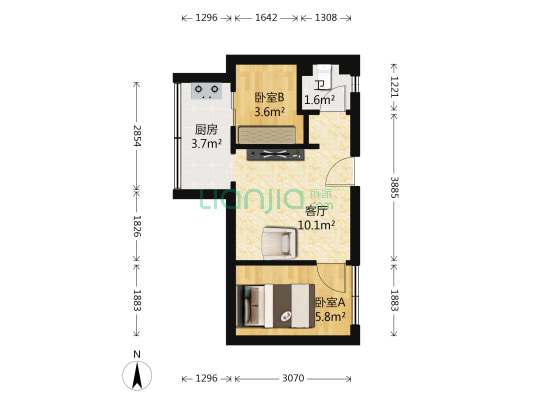 大石桥 2室1厅1卫 34平方