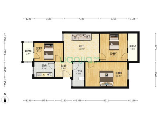 文化馆家属楼 3室1厅1卫 85平方