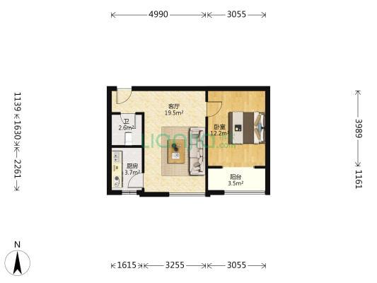 摩尔公馆 1室1厅1卫 58平方