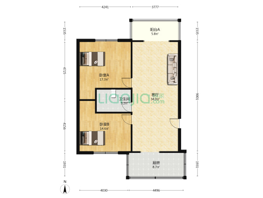 文明街 2室1厅1卫 102平方