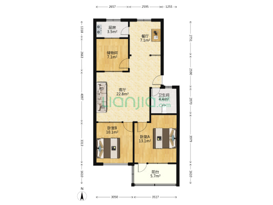 恒联造纸厂家属院 2室2厅1卫 93平方