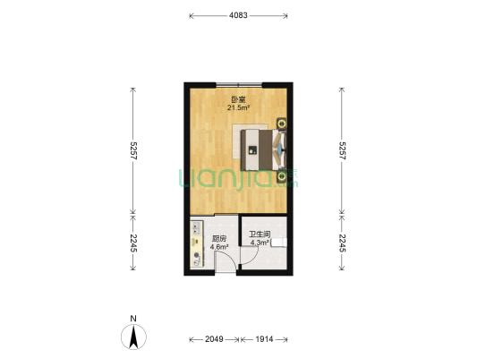 嘉泰新城 1室0厅1卫 43平方