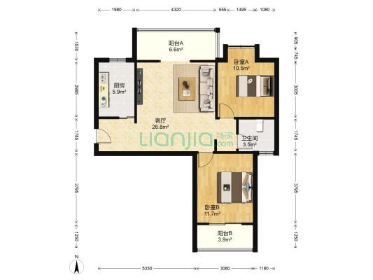 江尚怡品 2室1厅1卫 89平方
