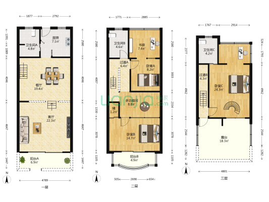 星洲花园白沙拂庭 5室2厅3卫 149平方