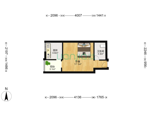 南滨国际 1室0厅1卫 38平方
