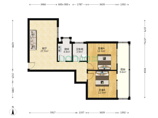 电信小区 2室1厅1卫 81平方