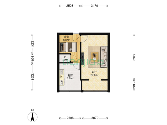 白银路小学 1室1厅1卫 38平方