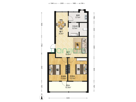 京山新街 2室2厅1卫 81平方