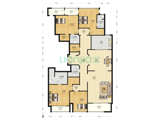 绿城紫薇公馆 4室2厅4卫 336平方