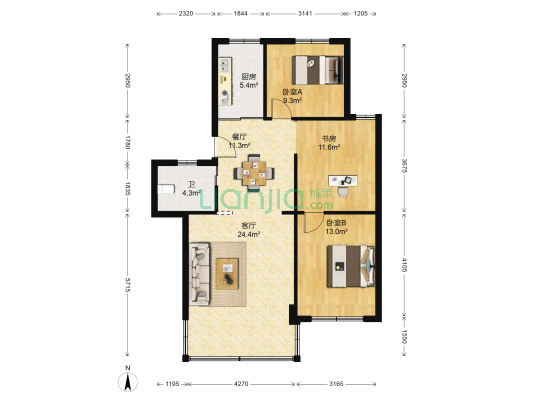 新华苑 3室2厅1卫 94平方